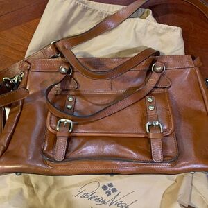 Patricia Nash Brown Leather Shoulder Bag with Buckle Details